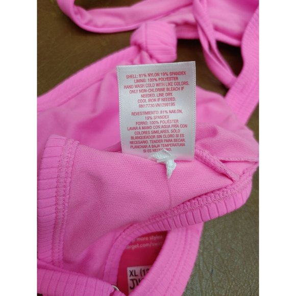 Juniors' Ribbed Knot-Front Bralette Bikini Top - Xhilaration Light Pink XL - Picture 4 of 7